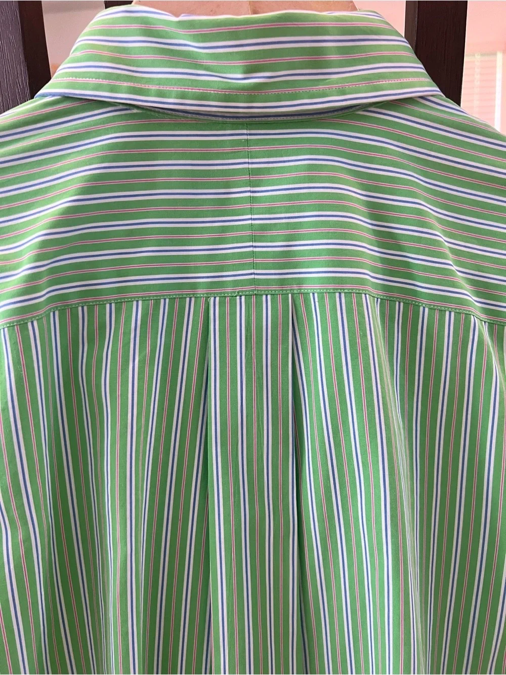 Ralph Lauren Classic Fit Striped Shirt Green Blue Stripe Medium Men's Button Up